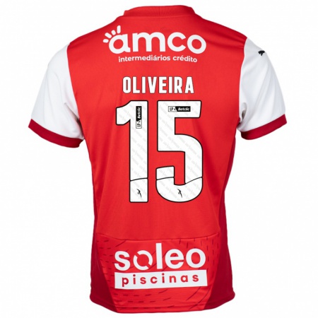 Kandiny Gyermek Paulo Oliveira #15 Piros Fehér Hazai Jersey 2024/25 Mez Póló Ing