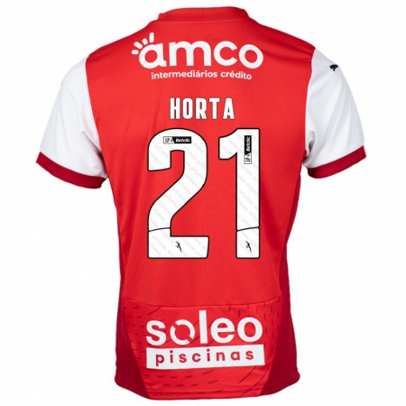 Kandiny Gyermek Ricardo Horta #21 Piros Fehér Hazai Jersey 2024/25 Mez Póló Ing