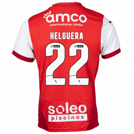 Kandiny Gyermek Thiago Helguera #22 Piros Fehér Hazai Jersey 2024/25 Mez Póló Ing