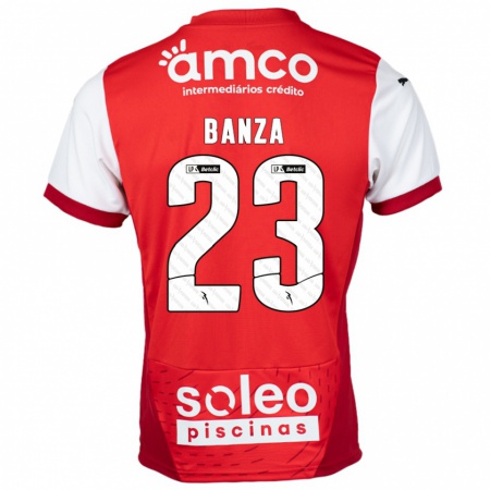 Kandiny Gyermek Simon Banza #23 Piros Fehér Hazai Jersey 2024/25 Mez Póló Ing