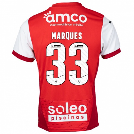 Kandiny Gyermek João Marques #33 Piros Fehér Hazai Jersey 2024/25 Mez Póló Ing