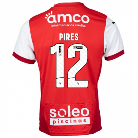 Kandiny Gyermek Hugo Pires #12 Piros Fehér Hazai Jersey 2024/25 Mez Póló Ing