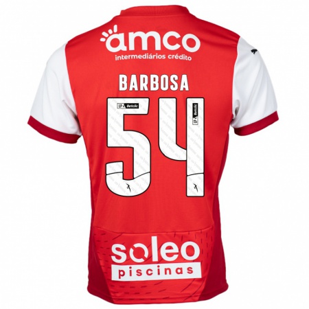 Kandiny Gyermek Guilherme Barbosa #54 Piros Fehér Hazai Jersey 2024/25 Mez Póló Ing