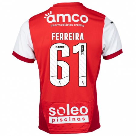 Kandiny Gyermek Tiago Ferreira #61 Piros Fehér Hazai Jersey 2024/25 Mez Póló Ing