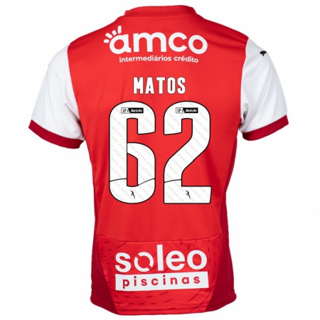 Kandiny Gyermek Nuno Matos #62 Piros Fehér Hazai Jersey 2024/25 Mez Póló Ing