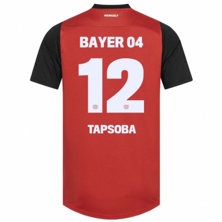 Kandiny Gyermek Edmond Tapsoba #12 Piros Fekete Hazai Jersey 2024/25 Mez Póló Ing