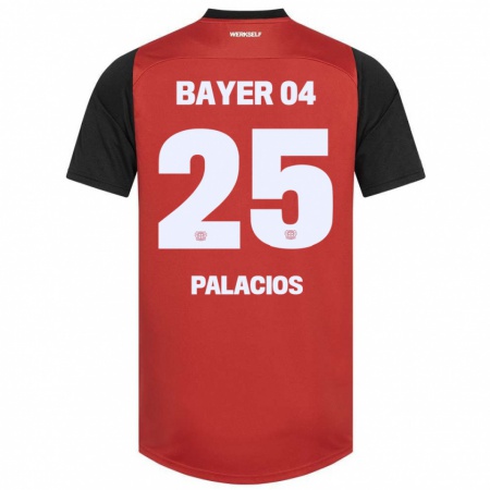 Kandiny Gyermek Exequiel Palacios #25 Piros Fekete Hazai Jersey 2024/25 Mez Póló Ing