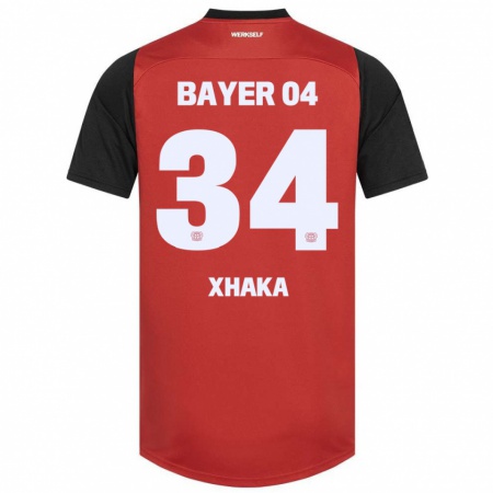 Kandiny Gyermek Granit Xhaka #34 Piros Fekete Hazai Jersey 2024/25 Mez Póló Ing