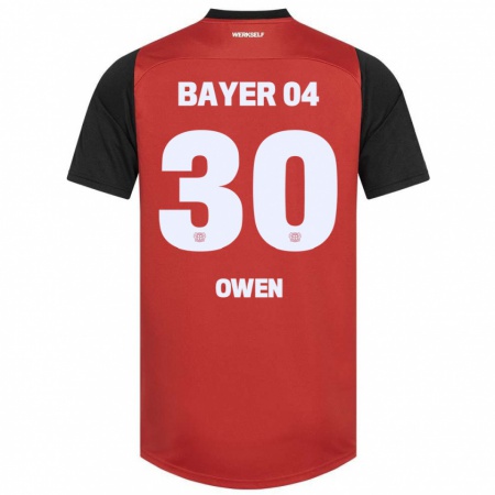 Kandiny Gyermek Emmanuel Owen #30 Piros Fekete Hazai Jersey 2024/25 Mez Póló Ing