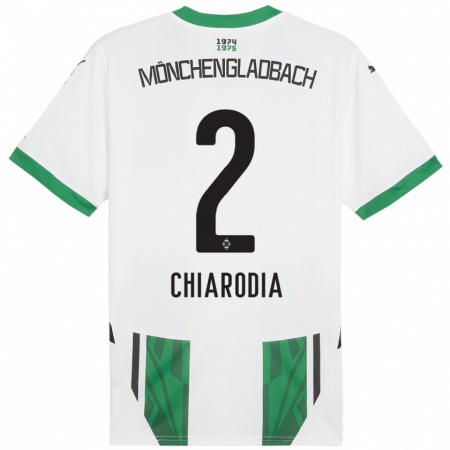 Kandiny Gyermek Fabio Chiarodia #2 Fehér Zöld Hazai Jersey 2024/25 Mez Póló Ing