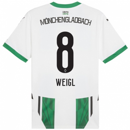 Kandiny Gyermek Julian Weigl #8 Fehér Zöld Hazai Jersey 2024/25 Mez Póló Ing