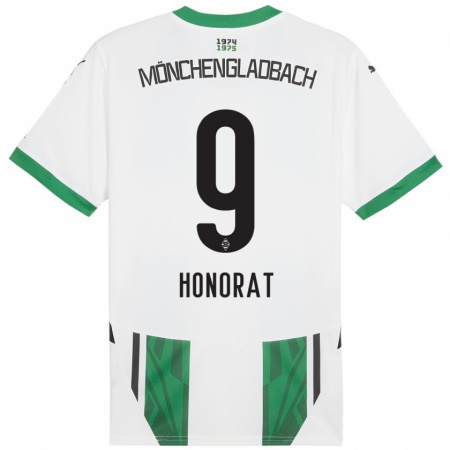 Kandiny Gyermek Franck Honorat #9 Fehér Zöld Hazai Jersey 2024/25 Mez Póló Ing