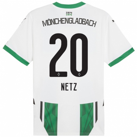 Kandiny Gyermek Luca Netz #20 Fehér Zöld Hazai Jersey 2024/25 Mez Póló Ing