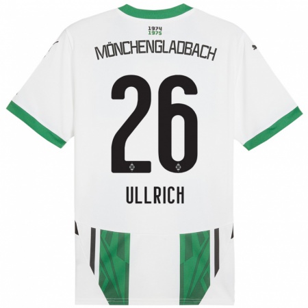 Kandiny Gyermek Lukas Ullrich #26 Fehér Zöld Hazai Jersey 2024/25 Mez Póló Ing