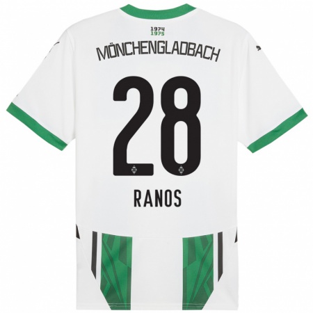 Kandiny Gyermek Grant-Leon Ranos #28 Fehér Zöld Hazai Jersey 2024/25 Mez Póló Ing