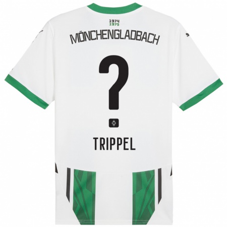 Kandiny Gyermek Marcello Trippel #0 Fehér Zöld Hazai Jersey 2024/25 Mez Póló Ing