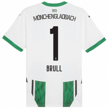 Kandiny Gyermek Maximilian Brüll #1 Fehér Zöld Hazai Jersey 2024/25 Mez Póló Ing