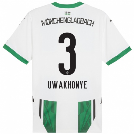 Kandiny Gyermek Joshua Uwakhonye #3 Fehér Zöld Hazai Jersey 2024/25 Mez Póló Ing