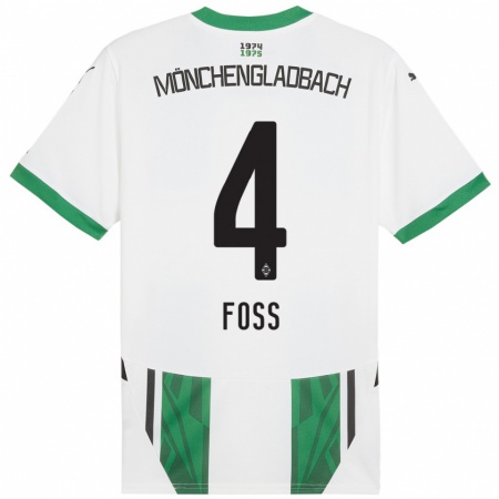 Kandiny Gyermek Jonathan Foss #4 Fehér Zöld Hazai Jersey 2024/25 Mez Póló Ing