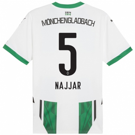 Kandiny Gyermek Jamil Najjar #5 Fehér Zöld Hazai Jersey 2024/25 Mez Póló Ing