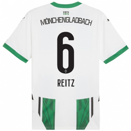 Kandiny Gyermek Tony Reitz #6 Fehér Zöld Hazai Jersey 2024/25 Mez Póló Ing