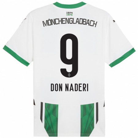 Kandiny Gyermek Ryan Naderi #9 Fehér Zöld Hazai Jersey 2024/25 Mez Póló Ing