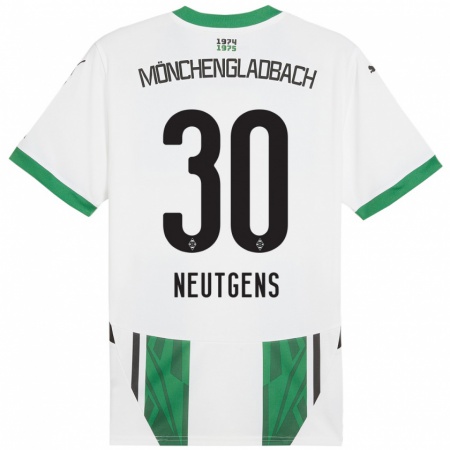 Kandiny Gyermek Maximilian Neutgens #30 Fehér Zöld Hazai Jersey 2024/25 Mez Póló Ing