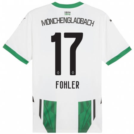 Kandiny Gyermek Selma Fohler #17 Fehér Zöld Hazai Jersey 2024/25 Mez Póló Ing