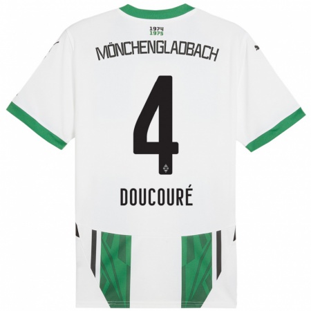 Kandiny Gyermek Mamadou Doucouré #4 Fehér Zöld Hazai Jersey 2024/25 Mez Póló Ing