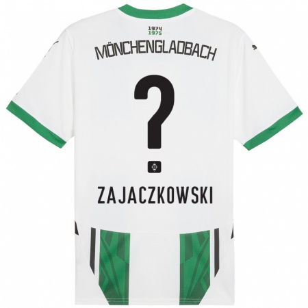 Kandiny Gyermek Vincent Zajaczkowski #0 Fehér Zöld Hazai Jersey 2024/25 Mez Póló Ing