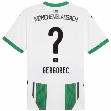 Kandiny Gyermek Noel Gergorec #0 Fehér Zöld Hazai Jersey 2024/25 Mez Póló Ing