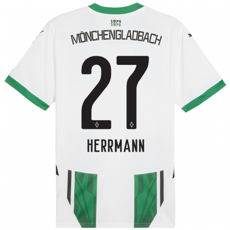 Kandiny Gyermek Michelle Herrmann #27 Fehér Zöld Hazai Jersey 2024/25 Mez Póló Ing