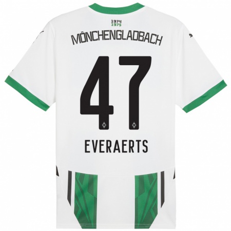 Kandiny Gyermek Kim Everaerts #47 Fehér Zöld Hazai Jersey 2024/25 Mez Póló Ing