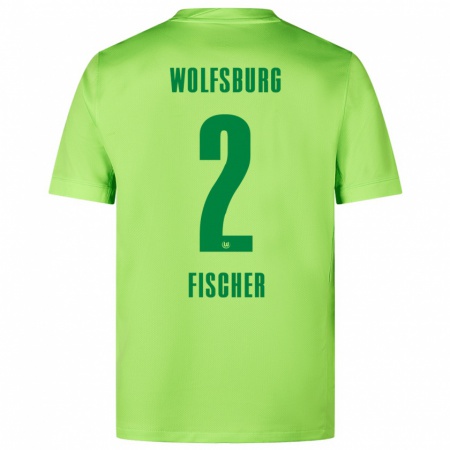 Kandiny Gyermek Kilian Fischer #2 Fluoreszkáló Zöld Hazai Jersey 2024/25 Mez Póló Ing