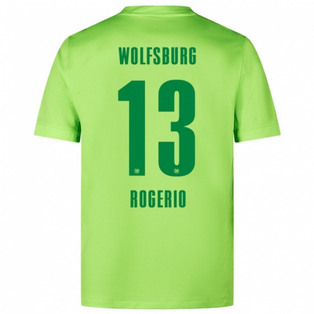 Kandiny Gyermek Rogério #13 Fluoreszkáló Zöld Hazai Jersey 2024/25 Mez Póló Ing