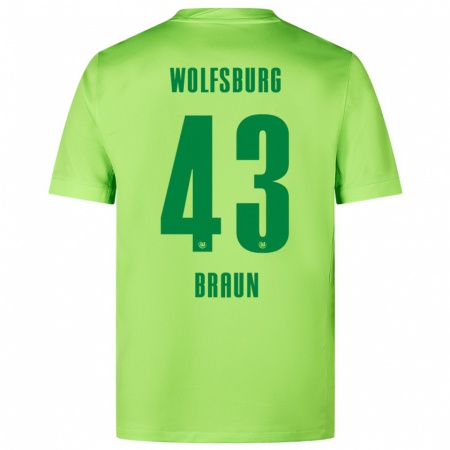 Kandiny Gyermek Manuel Braun #43 Fluoreszkáló Zöld Hazai Jersey 2024/25 Mez Póló Ing