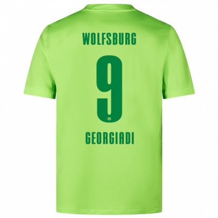 Kandiny Gyermek Alexander Georgiadi #9 Fluoreszkáló Zöld Hazai Jersey 2024/25 Mez Póló Ing