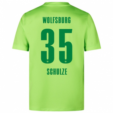 Kandiny Gyermek Philipp Schulze #35 Fluoreszkáló Zöld Hazai Jersey 2024/25 Mez Póló Ing