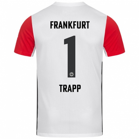 Kandiny Gyermek Kevin Trapp #1 Fehér Piros Hazai Jersey 2024/25 Mez Póló Ing