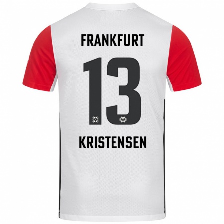 Kandiny Gyermek Rasmus Kristensen #13 Fehér Piros Hazai Jersey 2024/25 Mez Póló Ing