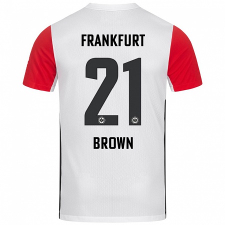 Kandiny Gyermek Nathaniel Brown #21 Fehér Piros Hazai Jersey 2024/25 Mez Póló Ing