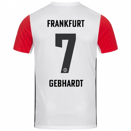 Kandiny Gyermek Luca Gebhardt #7 Fehér Piros Hazai Jersey 2024/25 Mez Póló Ing