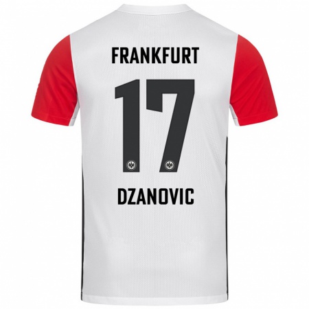 Kandiny Gyermek Benjamin Dzanovic #17 Fehér Piros Hazai Jersey 2024/25 Mez Póló Ing