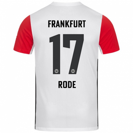 Kandiny Gyermek Sebastian Rode #17 Fehér Piros Hazai Jersey 2024/25 Mez Póló Ing