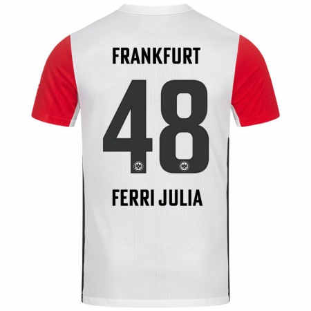 Kandiny Gyermek Nacho Ferri #48 Fehér Piros Hazai Jersey 2024/25 Mez Póló Ing