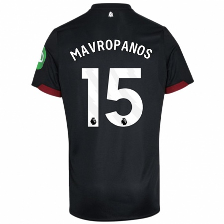 Kandiny Gyermek Konstantinos Mavropanos #15 Fekete Fehér Idegenbeli Jersey 2024/25 Mez Póló Ing