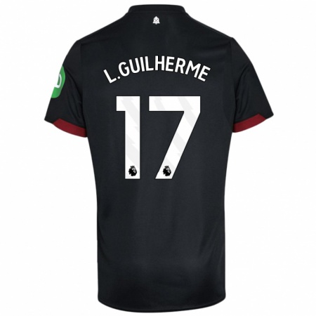 Kandiny Gyermek Luis Guilherme #17 Fekete Fehér Idegenbeli Jersey 2024/25 Mez Póló Ing