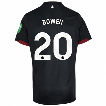 Kandiny Gyermek Jarrod Bowen #20 Fekete Fehér Idegenbeli Jersey 2024/25 Mez Póló Ing