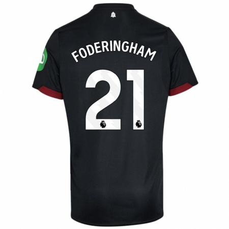 Kandiny Gyermek Wes Foderingham #21 Fekete Fehér Idegenbeli Jersey 2024/25 Mez Póló Ing