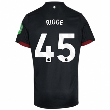 Kandiny Gyermek Daniel Rigge #45 Fekete Fehér Idegenbeli Jersey 2024/25 Mez Póló Ing